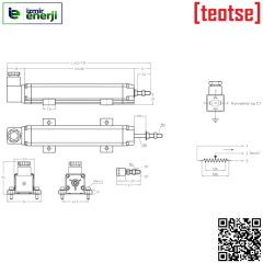 Piston Tip Lineer Cetveller 28 V DC Max. Girişi Çal. Boyu 250mm 5 kOhm