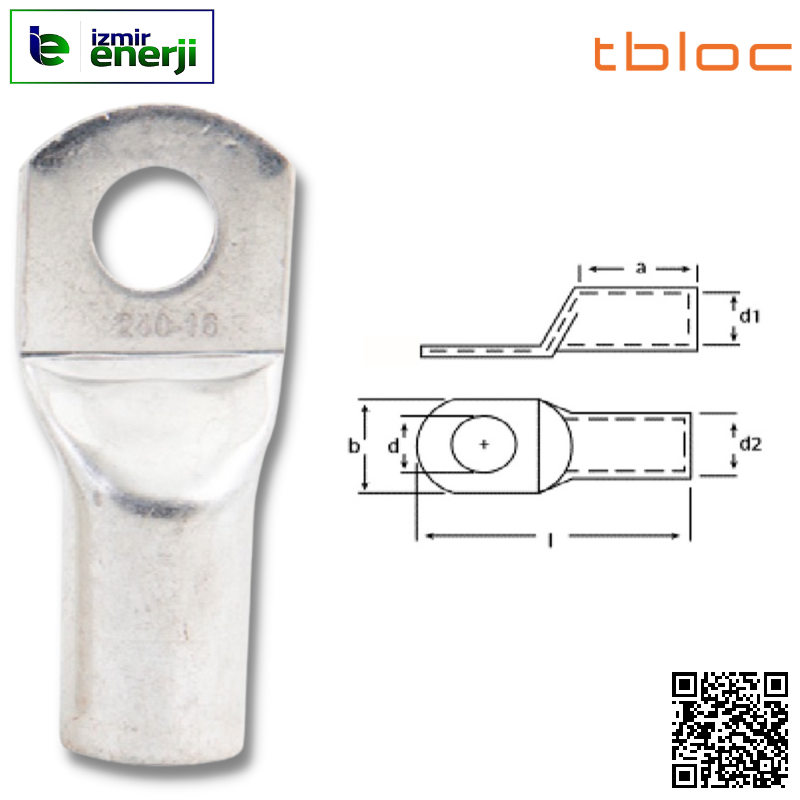 CCL-E 25 mm² M8 SKP Sıkmalı Tip Kablo Pabuçları