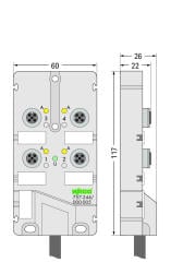 757-244/000-010 M12, 4 yollu, 4 kutuplu, 10m kablolu OPur, halojen free LED‘ li