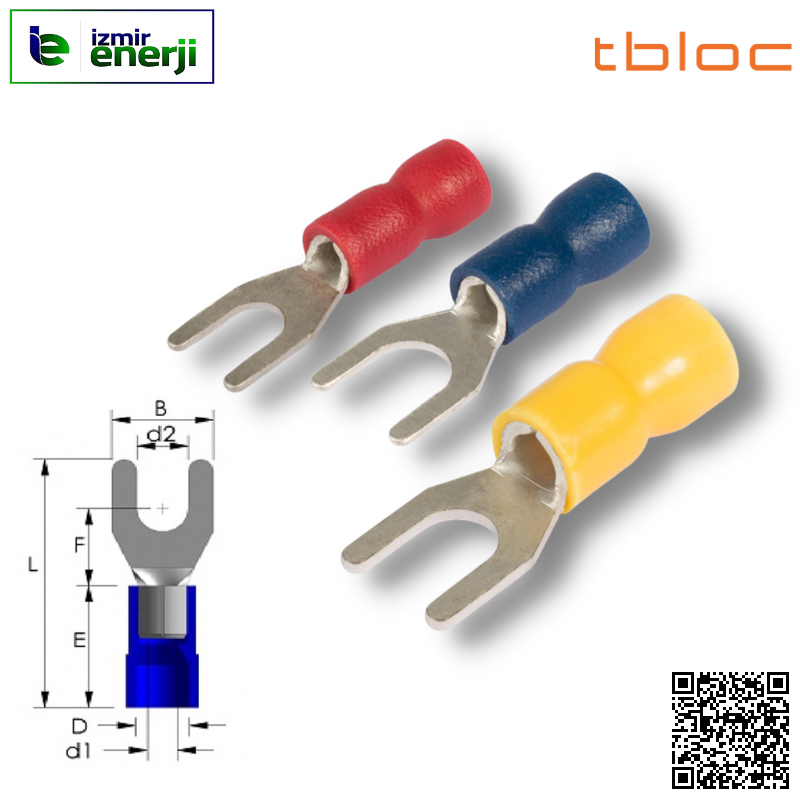 IFT 401 ( 0,50-1,5mm² ) İzoleli Çatal Pabuç ( Kırmızı / Red )