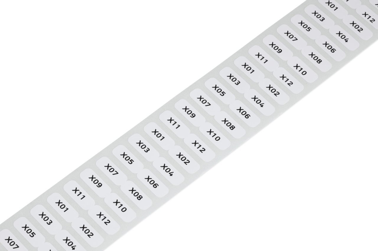 210-805/000-002 15x6 mm polyester etiket, kendinden yapışkanlı, 3000 adet/rulo Sarı