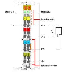 750-401 2 Kanal DI, 24 V DC, 0.2 ms y.k.a