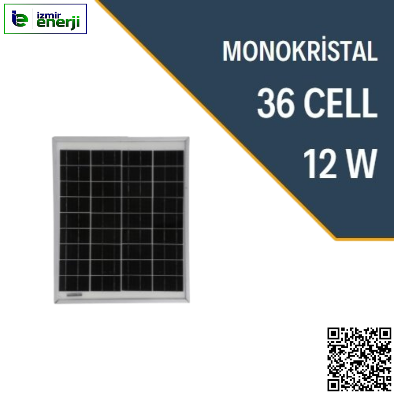 12W MONOKRİSTAL Güneş Paneli