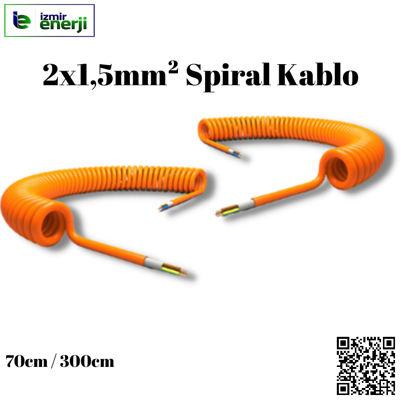 Spiral Kablo 2 x 1,5mm² ( Renk Turuncu ) 3mt  Kablolu / ( 100 Adet Olarak Sevk Edilecek )