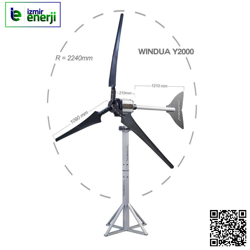 Y2000 (2 KW) Yatay Eksenli Rüzgar Türbini + Montaj Direği