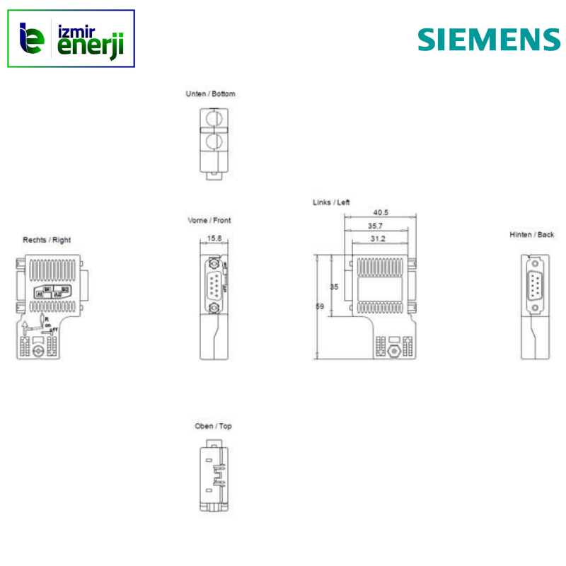 6ES7 972-0BB52-0XA0 PROFIBUS KONNEKTOR 2 PORT 90 DERECE