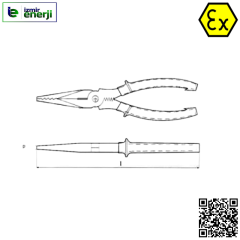 Kıvılcım Çıkarmaz Ex-Proof 6 x 110 mm Kargaburun Pense