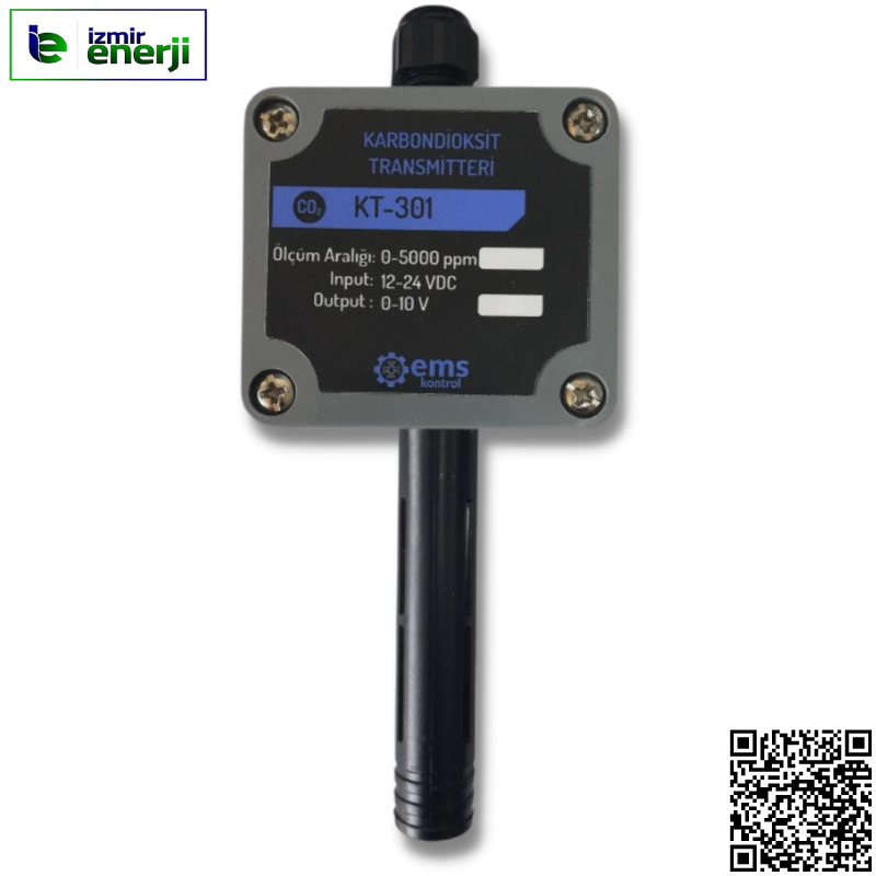 KT 301 CO2 TRANSMİTTERİ 0-10V , 0-5000 PPM , 12-24V DC