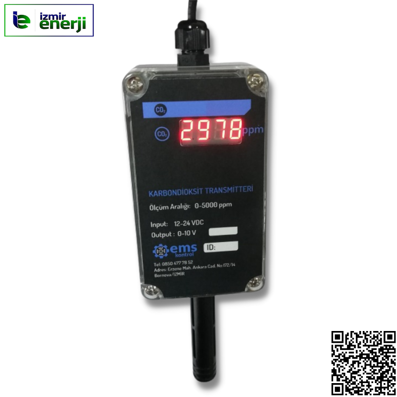 KT 441 CO2 EKRANLI TRANSMİTTERİ 4-20mA , 0-5000 PPM , 12-24V DC