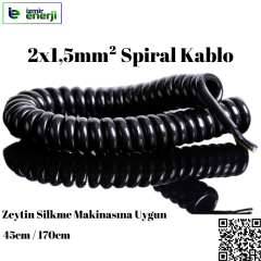 Spiralkabel 2 x 1,5 mm² (Renk Siyah) Zeytin Silkme Makinası Kabel