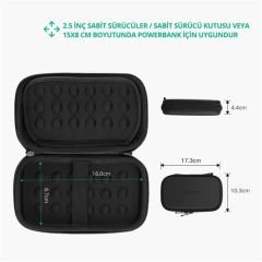 UGREEN 40707 LP128 2.5'' Harici Harddisk Çantası (Çift Katmanlı, Darbe ve Suya Dayanıklı)