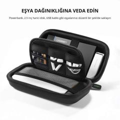 UGREEN 50274 LP128 2.5'' Harici Harddisk ve Powerbank Çantası (Üç Katmanlı, Darbe ve Suya Dayanıklı)