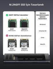 UGREEN 10903 CM400 M.2 Sata NGFF SSD UASP Desteği ile 5Gb/s Süper Hız USB 3.1 5Gbps Type-C Gen1 B-Key M+B Key Disk Kutusu