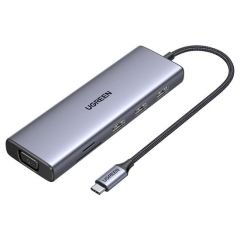 UGREEN 15600 Type-C to 3*USB 3.0 4K/30Hz HDMI VGA Gigabit Ethernet SD TF Kart Okuyucu Çoklayıcı Hub Adaptör