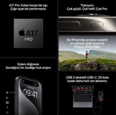 APPLE iPhone 15 Pro Max 1TB Siyah Titanium Cep Telefonu MU7G3TU/A (Apple TÜRKİYE Garantili)