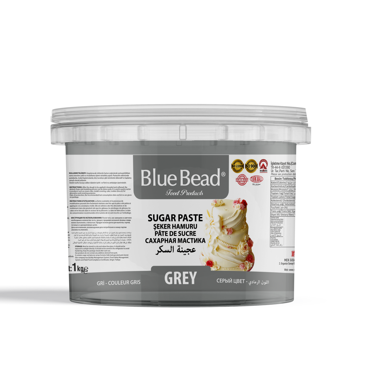 Blue Bead Gri Şeker Hamuru 1 KG