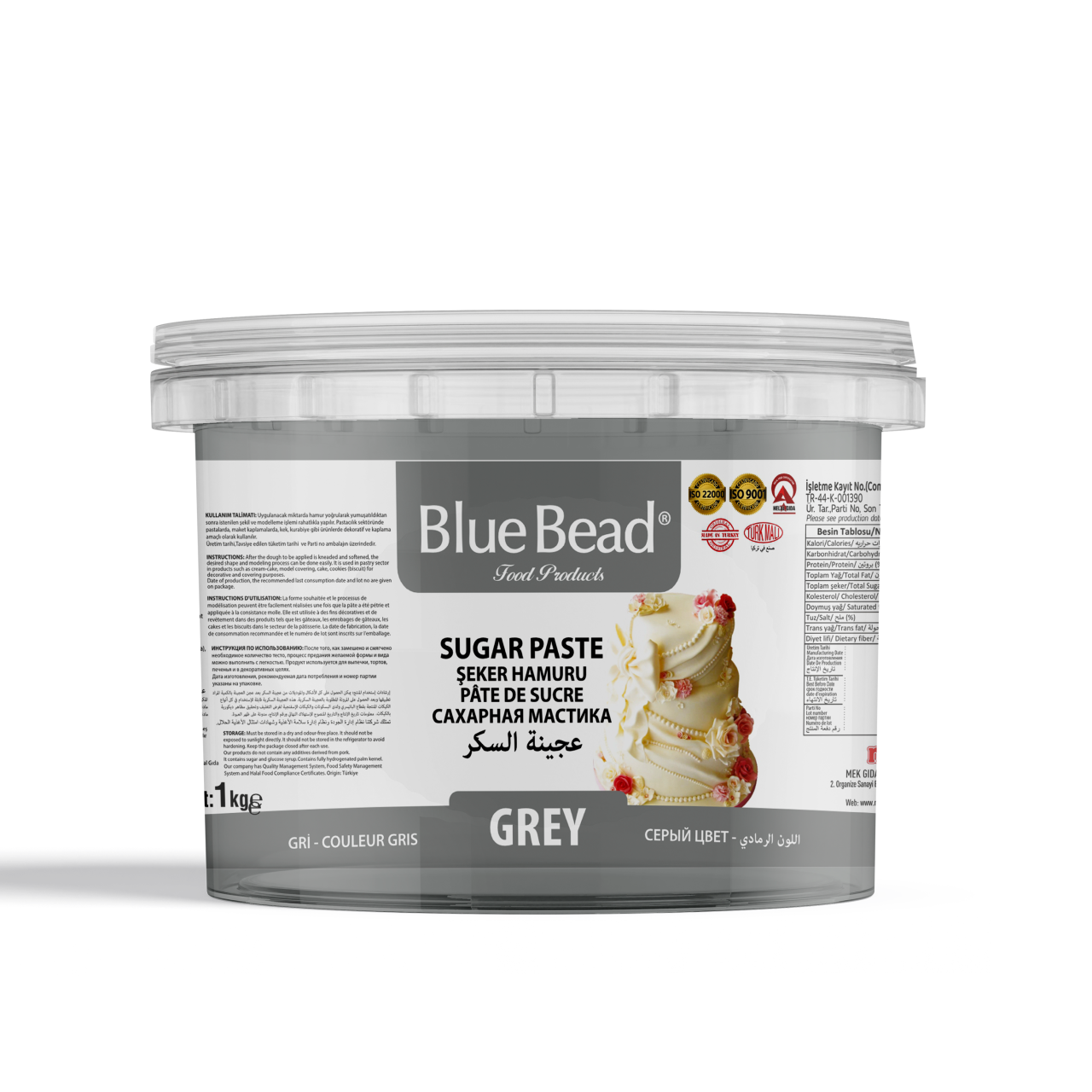 Blue Bead Gri Şeker Hamuru 1 KG