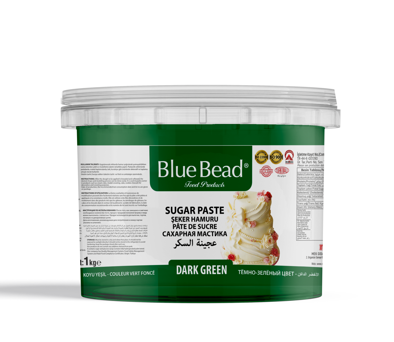 Blue Bead Şeker Hamuru Koyu Yeşil 1 KG