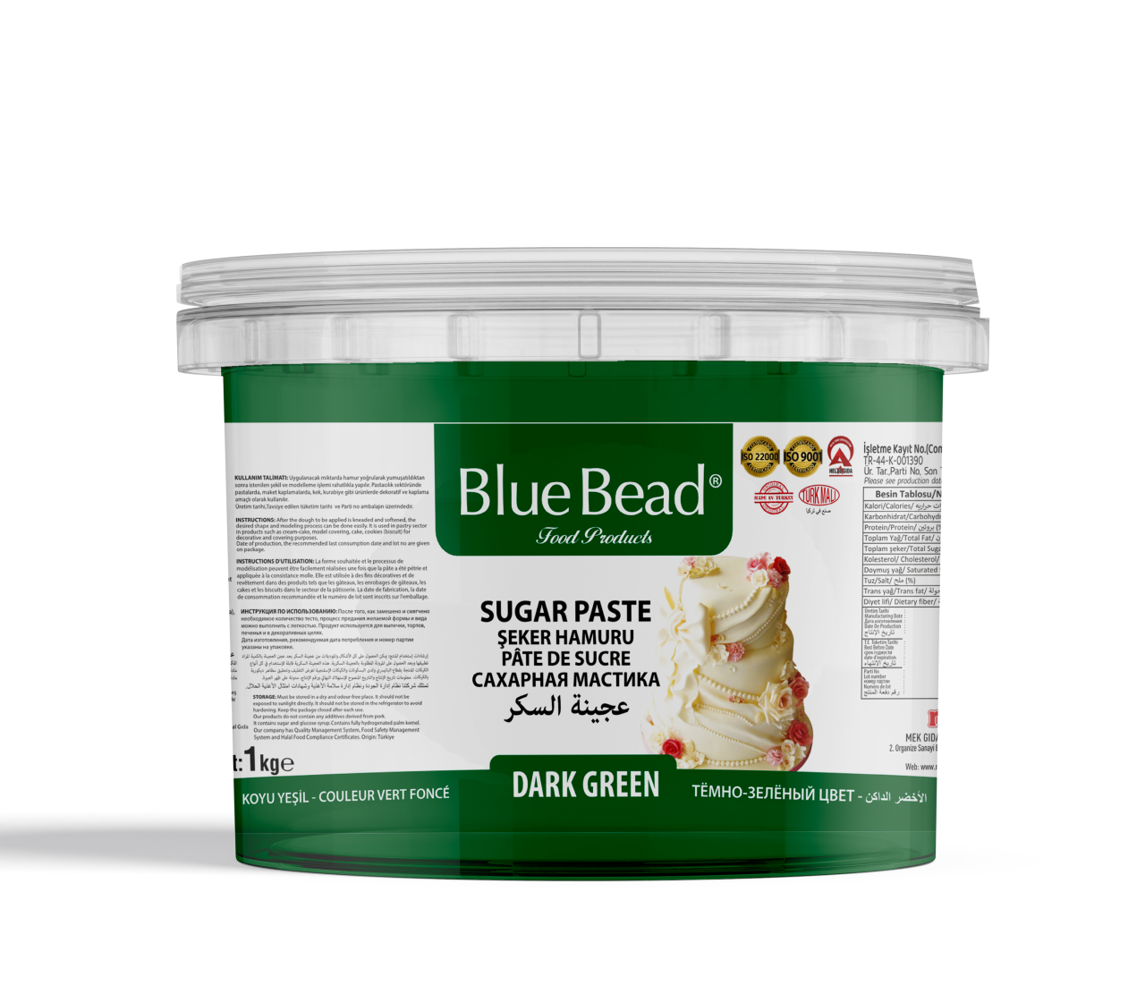 Blue Bead Şeker Hamuru Koyu Yeşil 1 KG