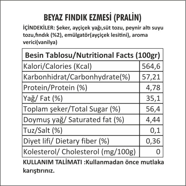 Cocomeks Beyaz Fındık Ezmesi Pralin 1 KG