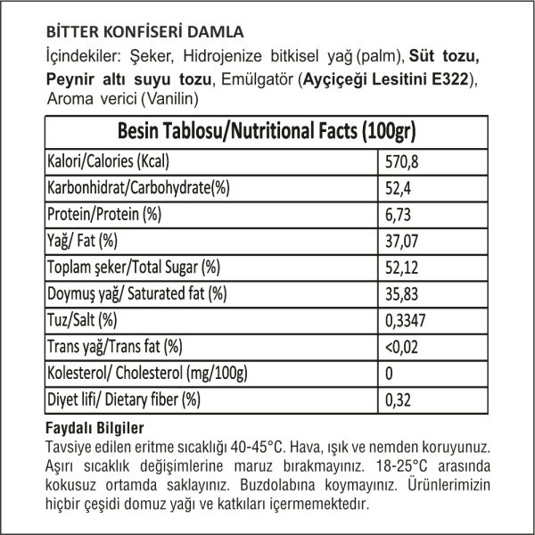 Cocomeks Bitter Konfiseri Damla Çikolata 1 KG
