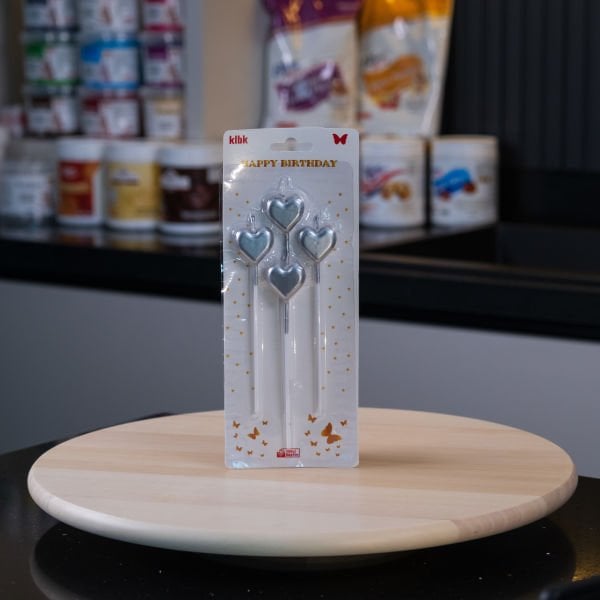 4'Lü Kalp Gümüş Mum