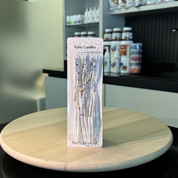 Beyaz Benekli Kıvrık Pasta Mumu