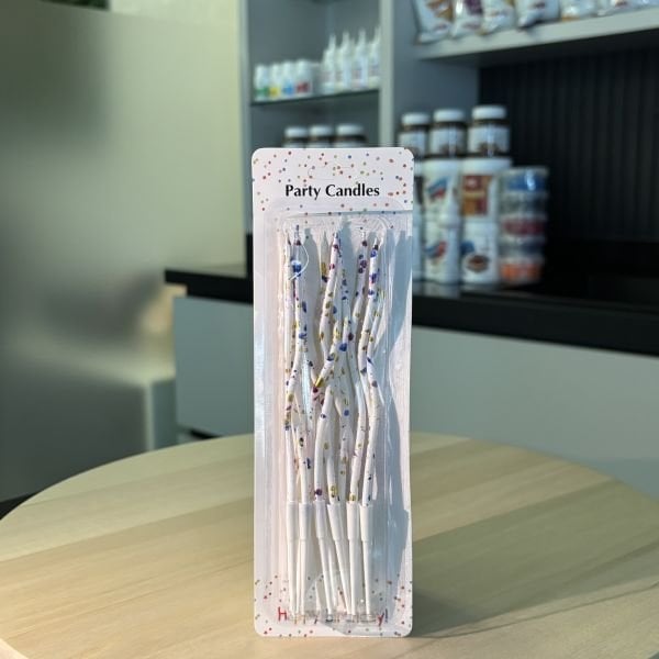 Beyaz Benekli Kıvrık Pasta Mumu