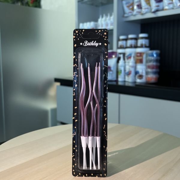 Pembe Kıvrık Pasta Mumu