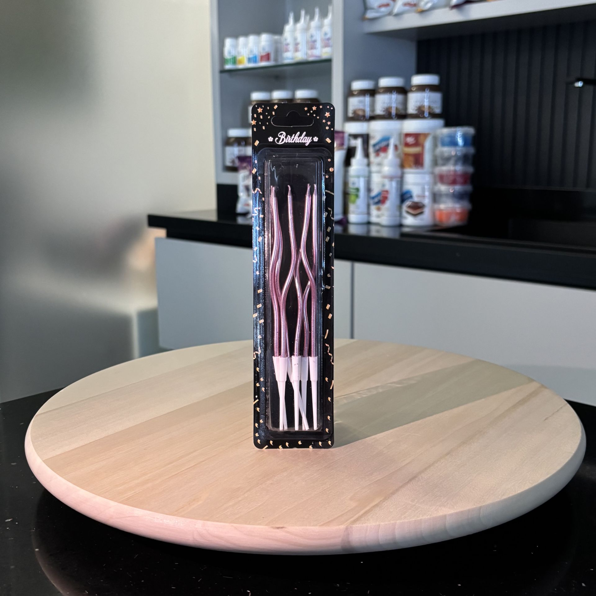 Pembe Kıvrık Pasta Mumu