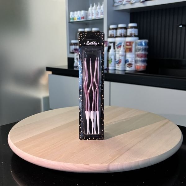 Pembe Kıvrık Pasta Mumu