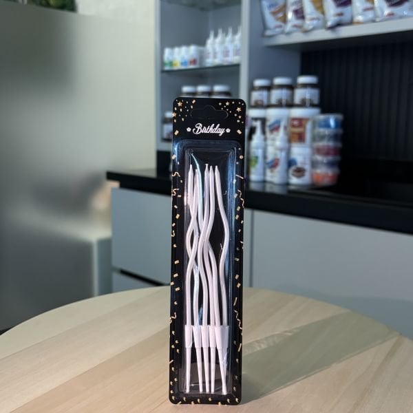 Beyaz Kıvrık Pasta Mumu