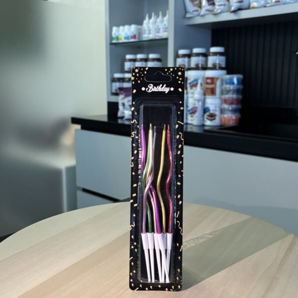 Renkli Kıvrık Pasta Mumu