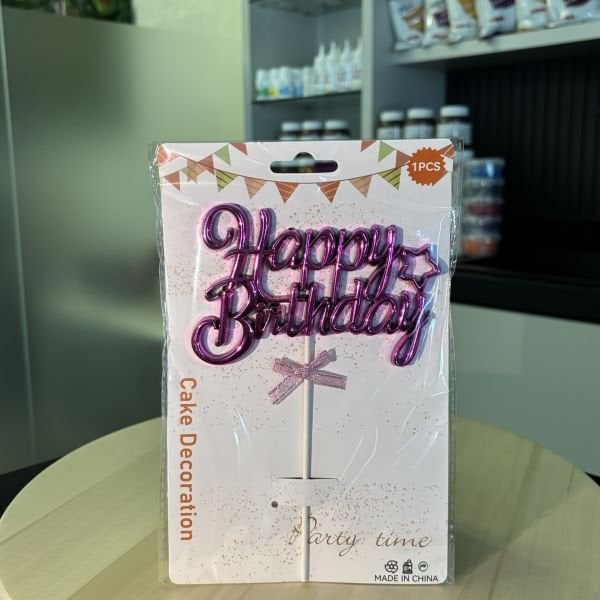 Happy Birthday Pembe Pasta Süsü