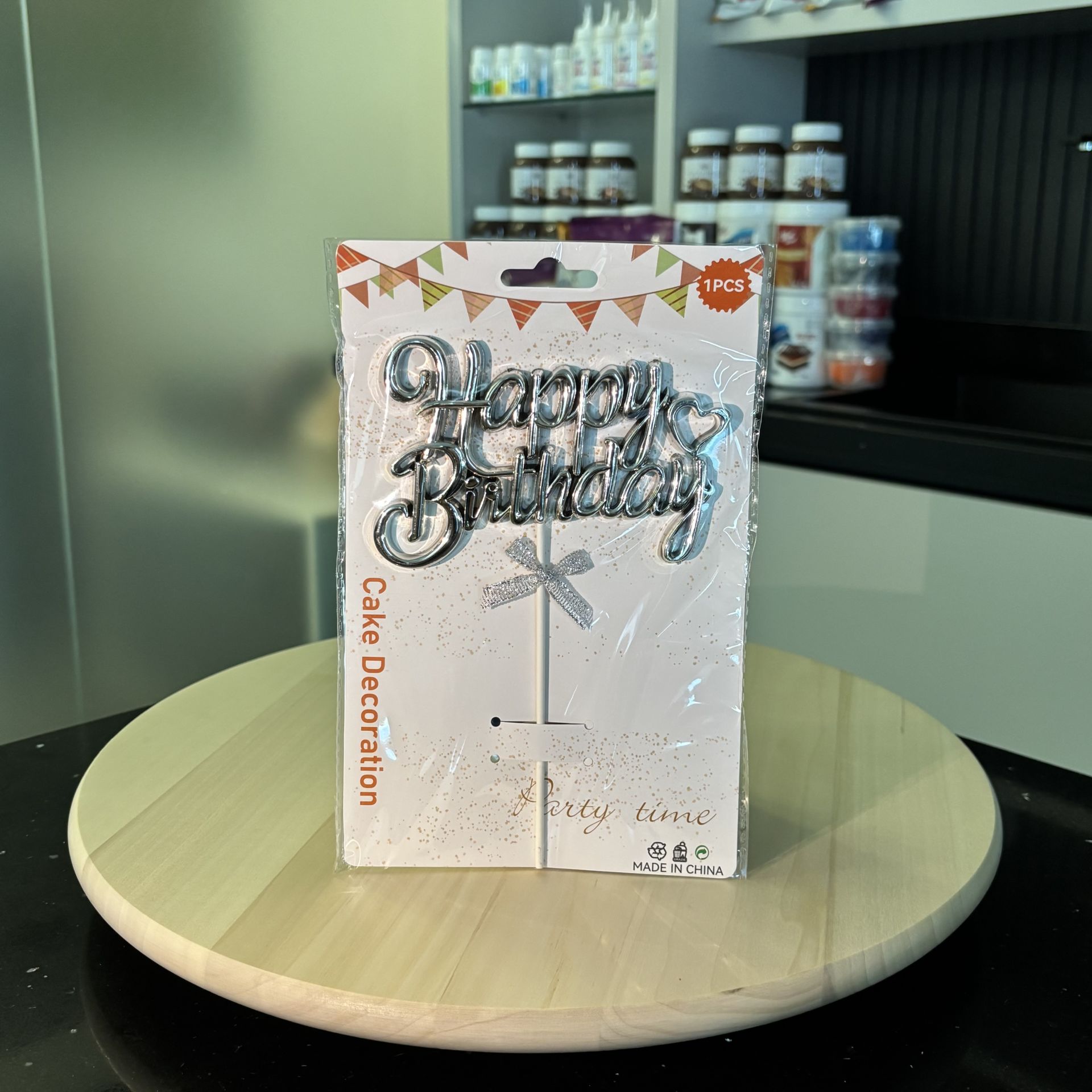 Happy Birthday Gümüş Pasta Süsü