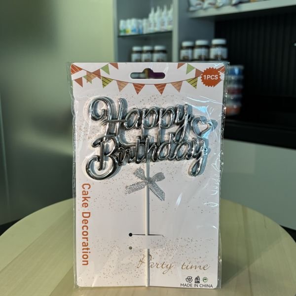 Happy Birthday Gümüş Pasta Süsü