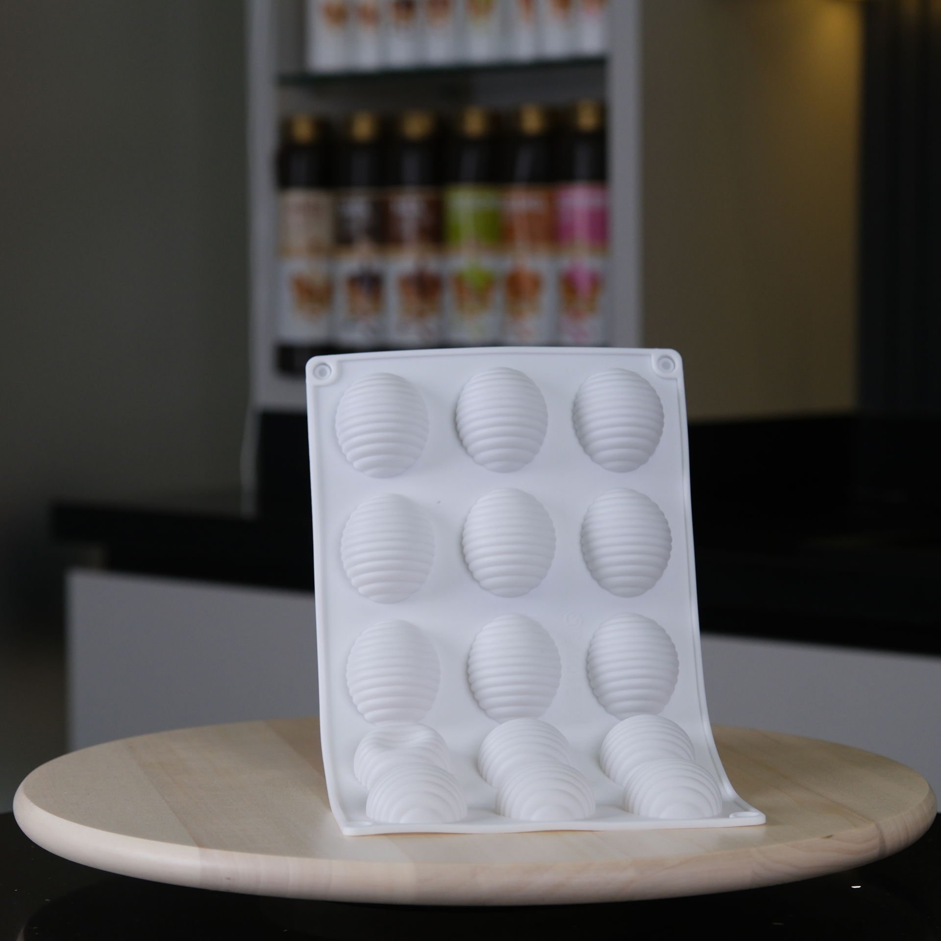 15'Li Çizgili Oval  Silikon Kalıp