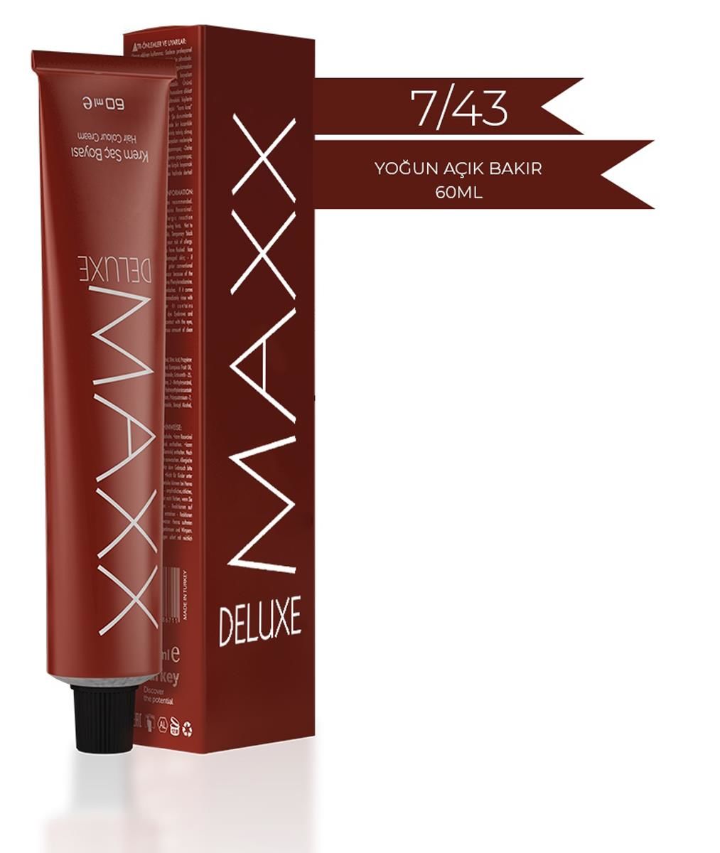 Maxx Deluxe Tüp Krem Saç Boyası 7.43 Yoğun Açık Bakır Krem 60ml