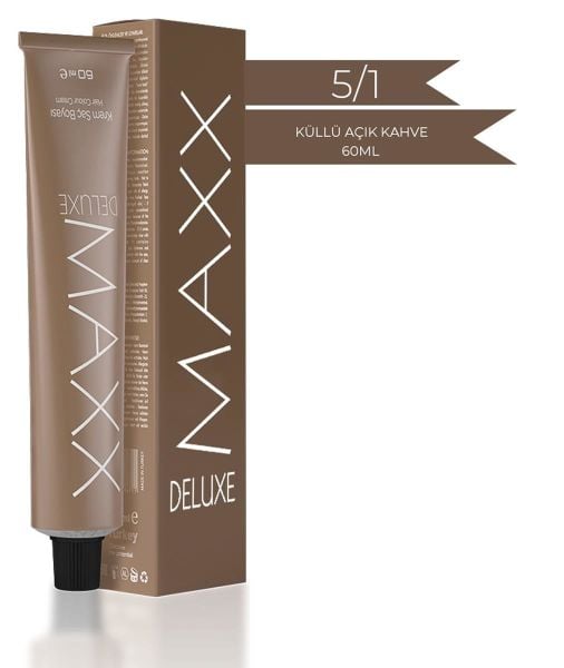 Maxx Deluxe Tüp Saç Boyası 5.1 Küllü Açık Kahve 60 ml