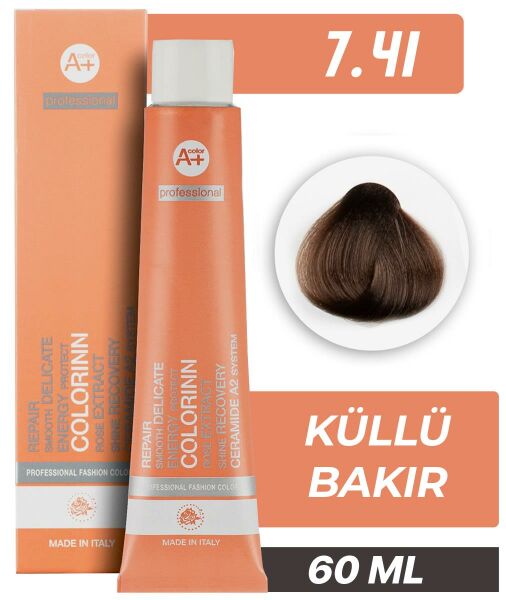 Colorinn Professional Tüp Saç Boyası 7.41 Küllü Bakır 60 ml