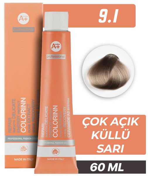 Colorinn Professional Tüp Saç Boyası 9.1 Çok Açık Küllü Sarı 60 ml