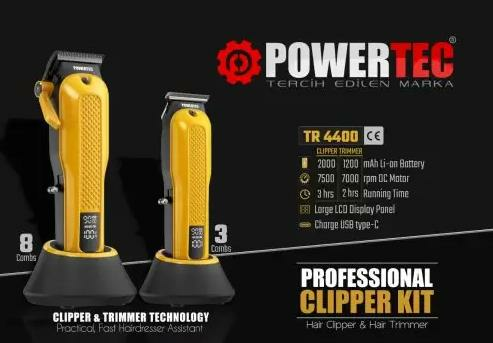 Powertec 4400 Saç Sakal Tıraş Makinesi 2'li Set