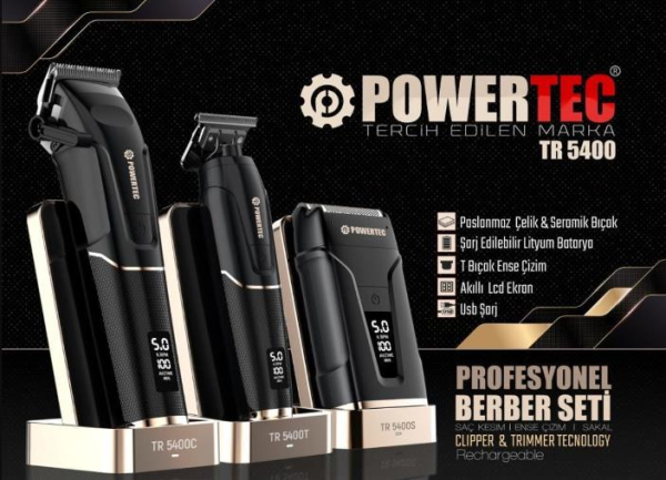 Powertec TR-5400 3'lü Set Saç Sakal ve Günlük Tıraş Makinesi