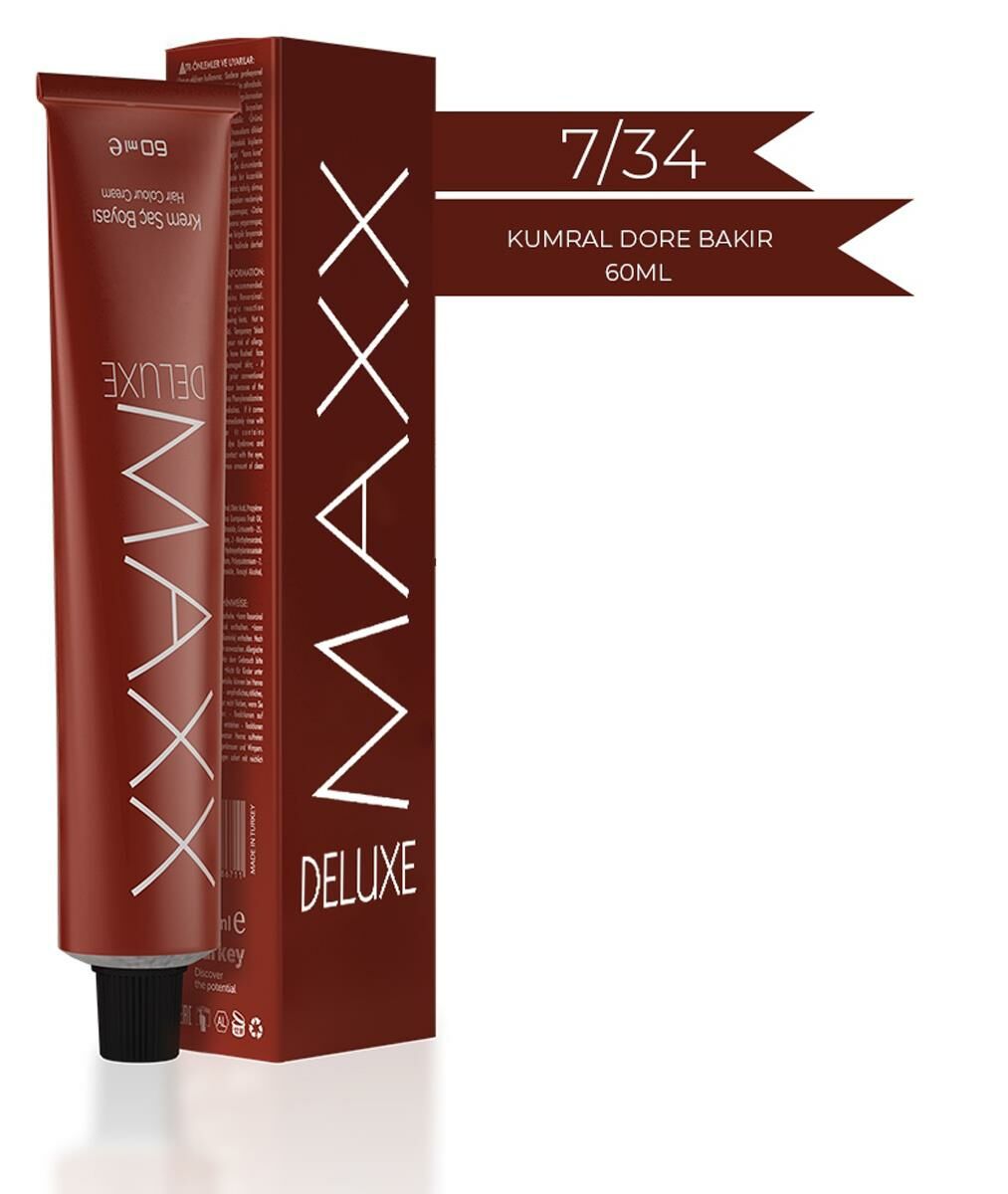 Maxx Deluxe Tüp Krem Saç Boyası 7.34 Kumral Dore Bakır 60 ml