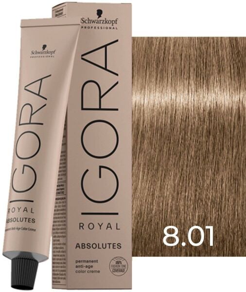 Schwarzkopf Igora Royal Absolutes Tüp Saç Boyası 8.01 Açık Kumral Doğal Sandre 60 ml