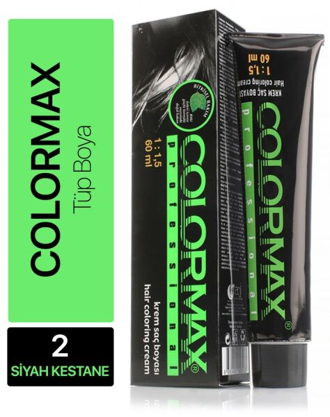 Colormax Tüp Saç Boyası 2 Siyah Kestane 60 ml