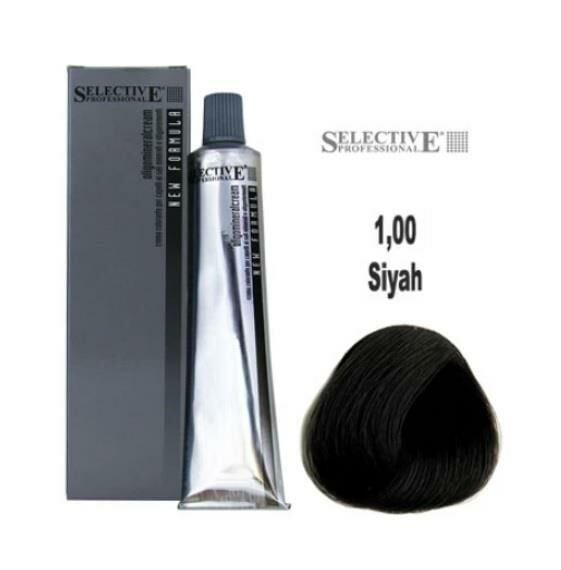 Selective Professional Tüp Saç Boyası 1.00 Siyah 60 ml