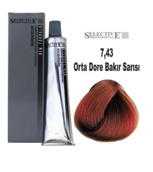 Selective Professional Tüp Saç Boyası 7.43 Orta Dore Bakır Sarısı 60 ml