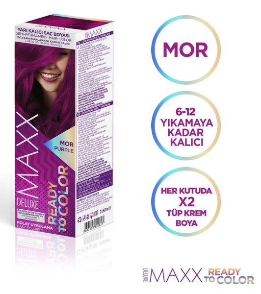 Maxx Deluxe Yarı Kalıcı Tüp Saç Boyası Mor 100 ml
