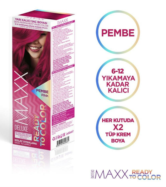 Maxx Deluxe Yarı Kalıcı Tüp Saç Boyası Pembe 100 ml